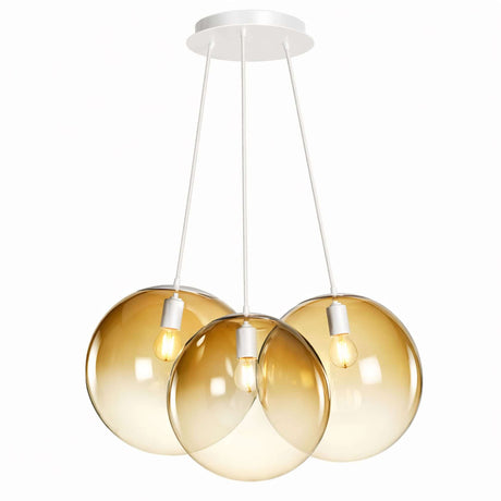 s.luce Orb Cluster Glas-Pendelleuchte 3-flammig 3x30cm mit drei mundgeblasenen Glaskugeln in modernem Design.