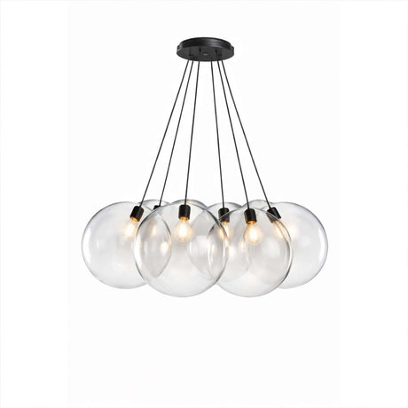 s.luce Orb Cluster Glas-Hängelampe 7-flammig 7x50cm, moderne Pendelleuchte mit mundgeblasenem Glas, ideal für Esstisch.