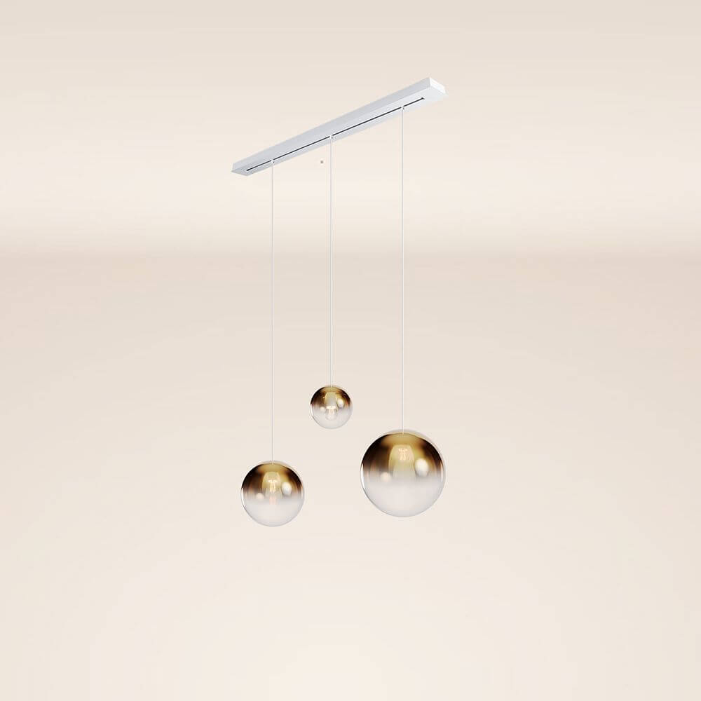 s.luce Orb Esstisch-Hängelampe 3-flammig 120cm Ø 20/30/40 in modernen Design mit drei Schalen.