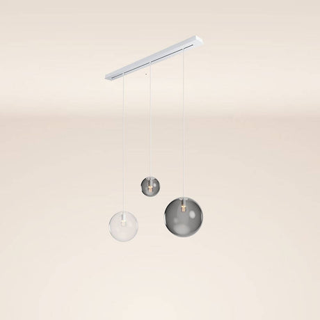 s.luce Orb Esstisch-Hängelampe 3-flammig 120cm Ø 20/30/40 in modernem Design mit drei hängenden Glaskugeln