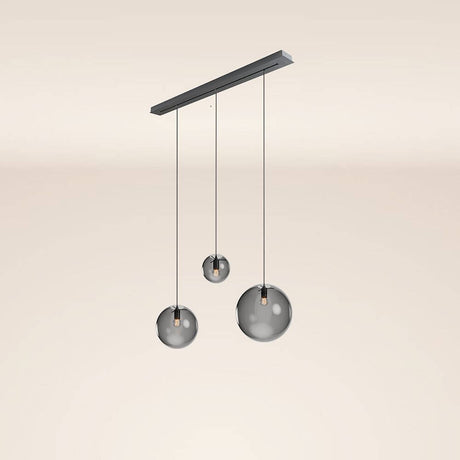 s.luce Orb Esstisch-Hängelampe 3-flammig 120cm Ø 20/30/40 mit drei schimmernden Kugeln