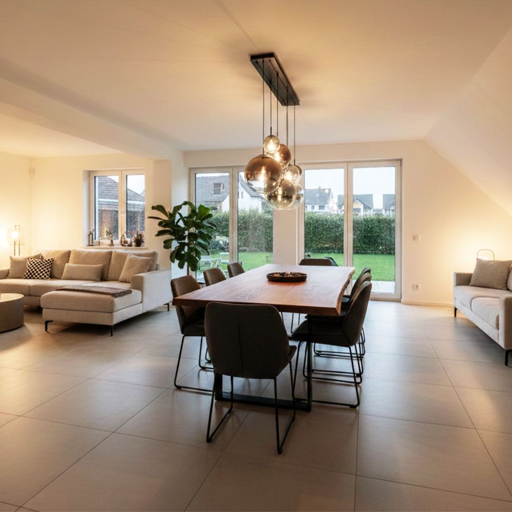 s.luce Candeeiro suspenso de mesa de jantar Orb 5 luzes 160cm