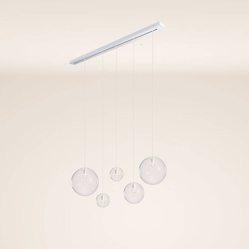 s.luce Orb Esstisch-Hängeleuchte 5-flammig 160cm mit fünf Pendel-Lampen in modernem Design