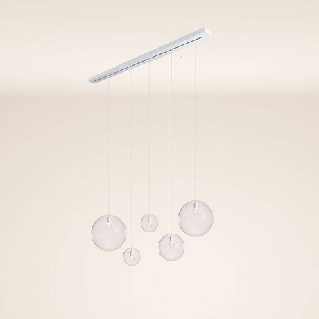 s.luce Orb Esstisch-Hängeleuchte 5-flammig 160cm mit fünf Pendel-Lampen in modernem Design
