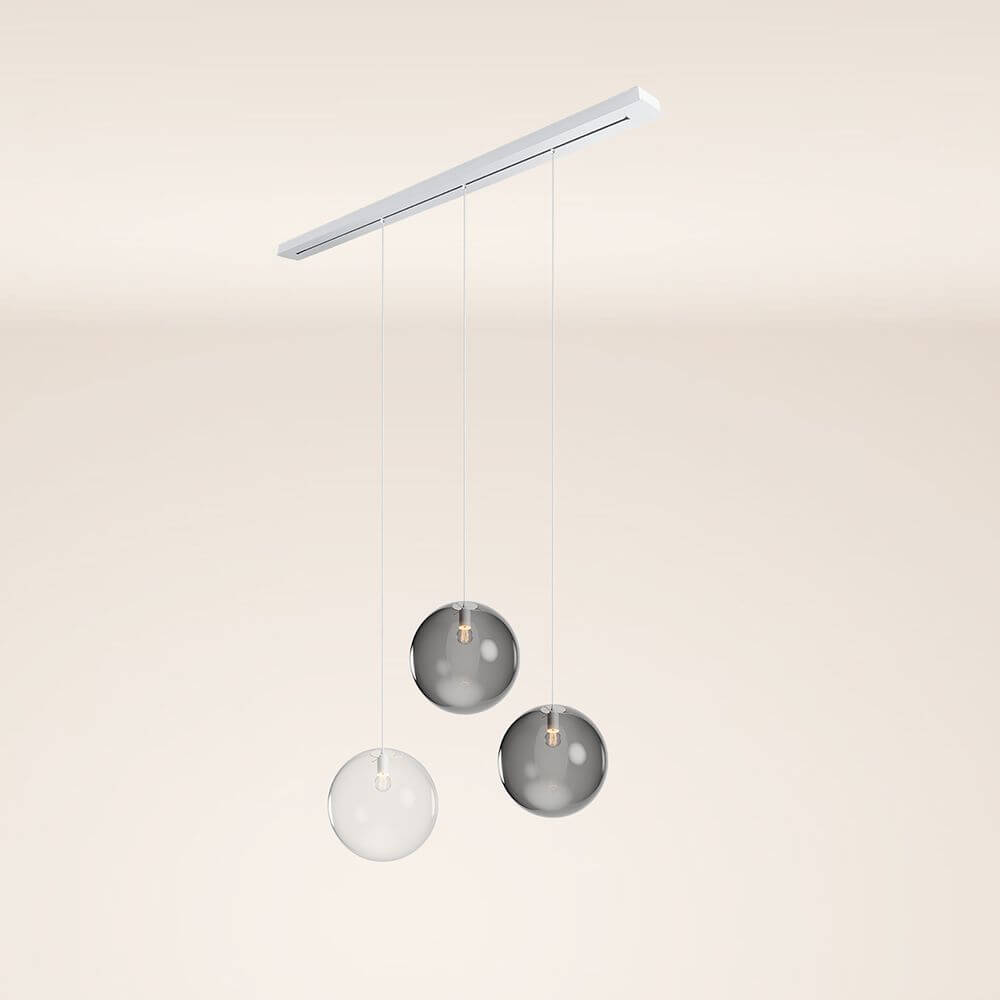 s.luce Orb Esstischleuchte 3-flammig 160cm Ø 3x40 mit drei schwebenden Lampenschirmen