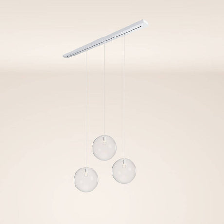 s.luce Orb Esstischleuchte 3-flammig 160cm Ø 3x40 mit drei Glaskugeln im minimalistischen Design.