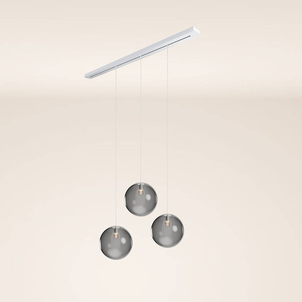 s.luce Orb Esstischleuchte 3-flammig 160cm Ø 3x40 mit drei schimmernden Glaskugeln