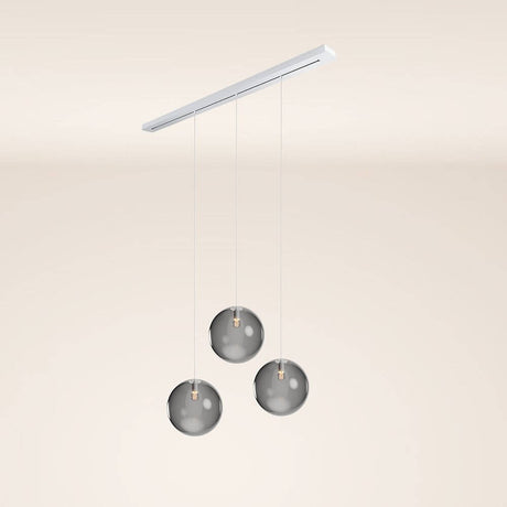 s.luce Orb Esstischleuchte 3-flammig 160cm Ø 3x40 mit drei schimmernden Glaskugeln