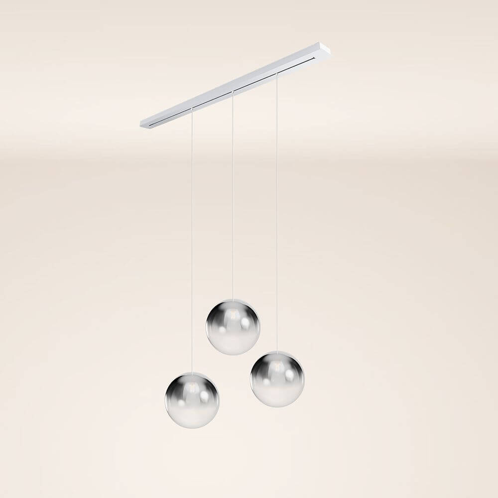 s.luce Orb Esstischleuchte 3-flammig 160cm Ø 3x40 mit drei hängenden Kugeln in modernem Design.