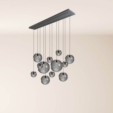 s.luce Orb Esszimmerlampe 12-flammig 160cm 2-reihig in modernem Design mit Glasleuchten.