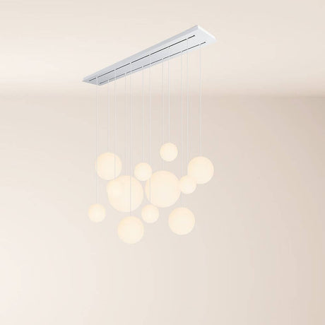 s.luce Orb Esszimmerlampe 12-flammig 160cm 2-reihig - moderne Pendelleuchte mit kugeligen Lampenschirmen.