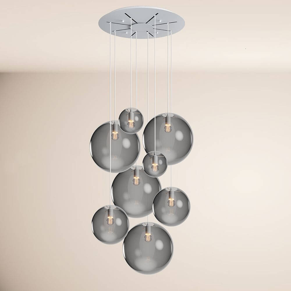 s.luce Orb Galerie lampe 8-armet Modular med moderne, skinnende glaskugler til stilfuld lysindstilling.