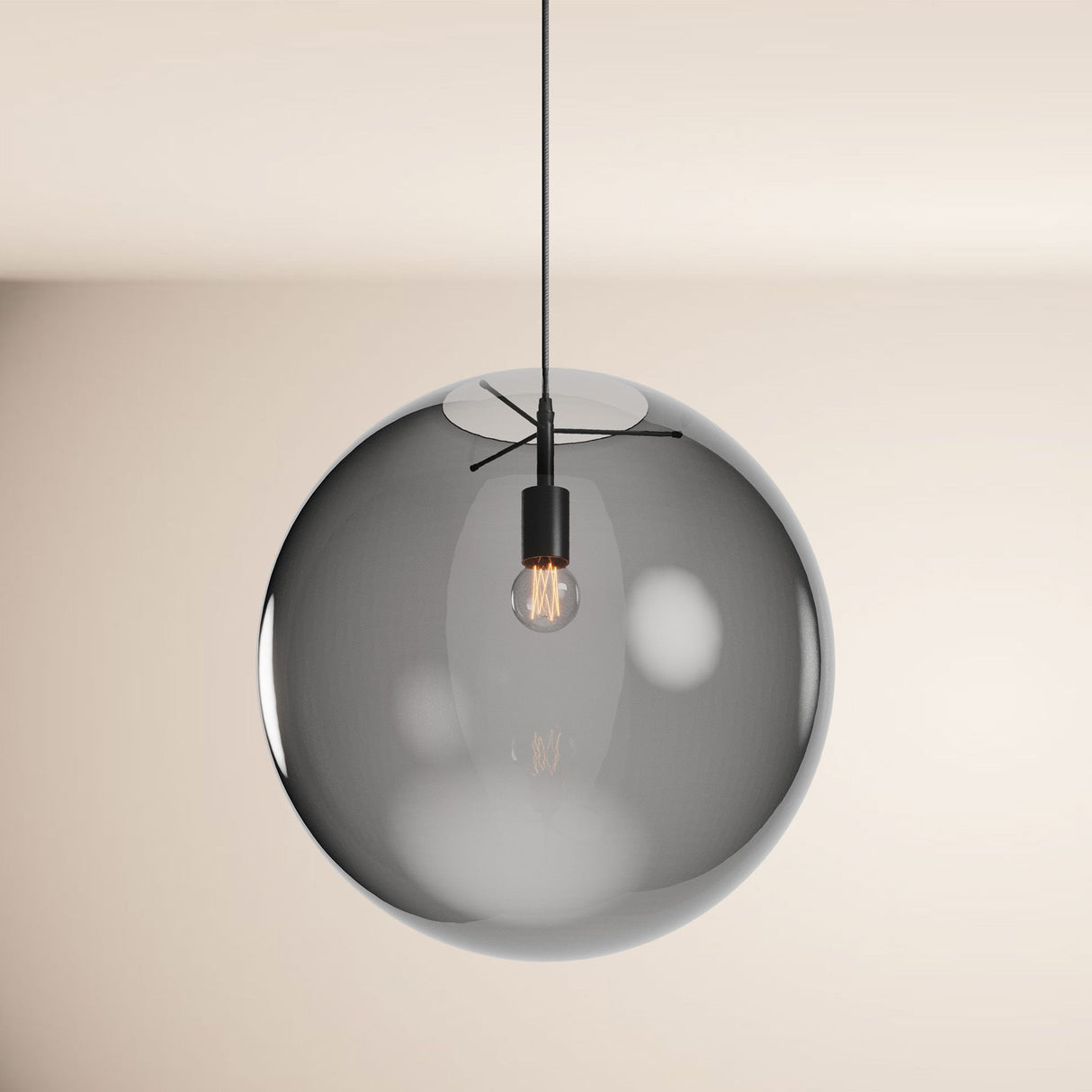 s.luce Orb glass globe gallery light 500cm sospensione nera