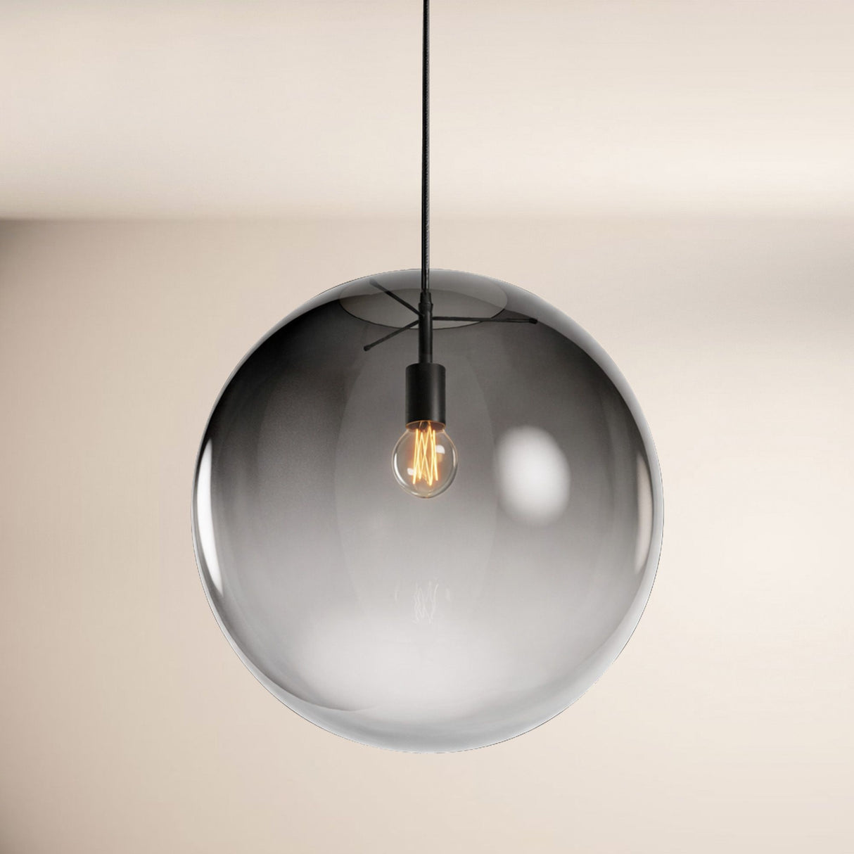 s.luce Orb glass globe gallery light 500cm sospensione nera