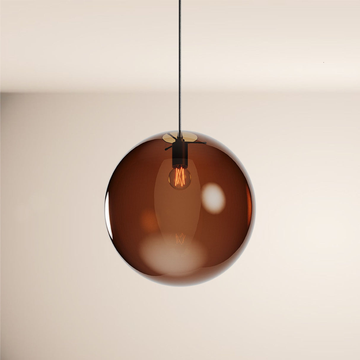s.luce Orb glass globe gallery light 500cm sospensione nera