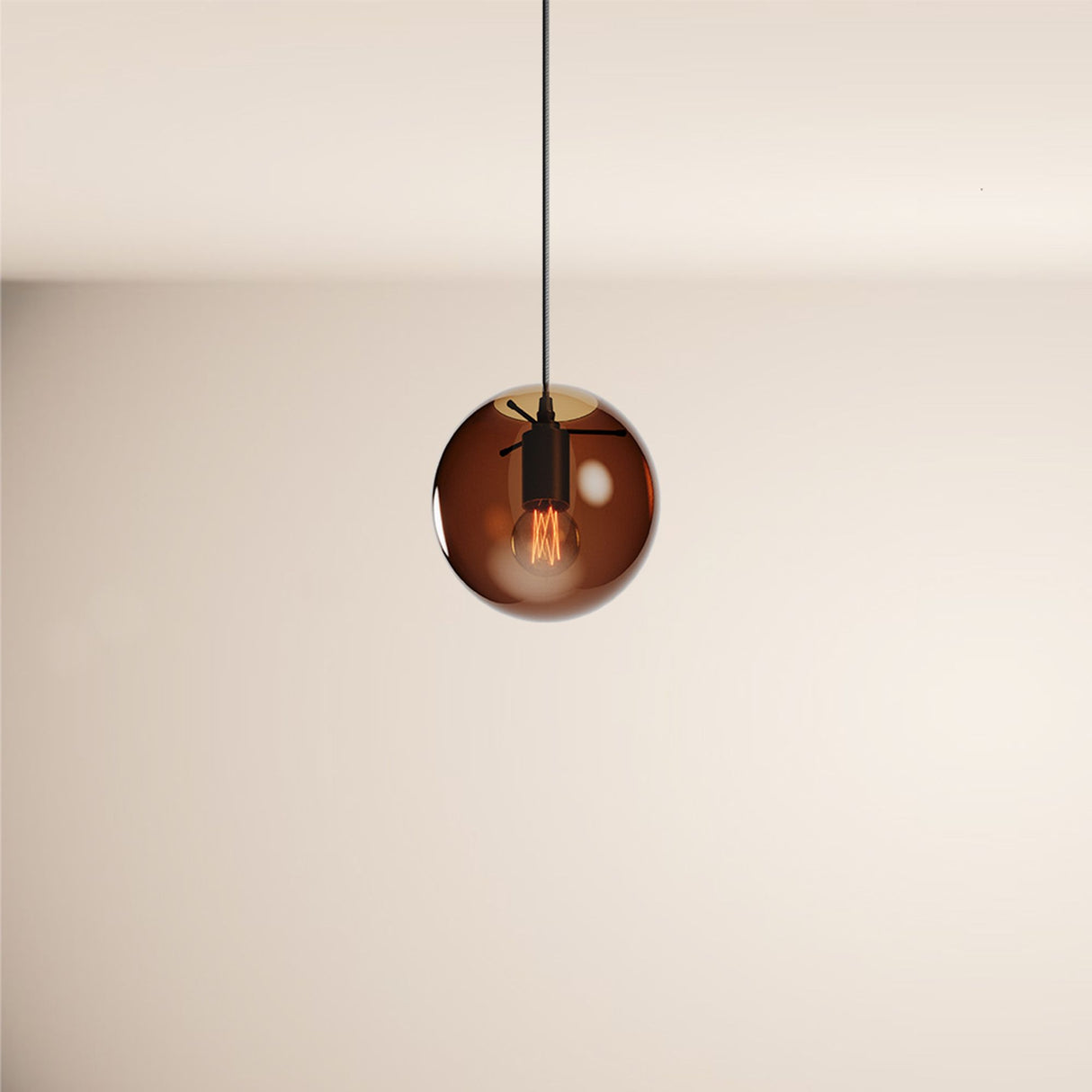 s.luce Orb glass globe gallery light 500cm sospensione nera