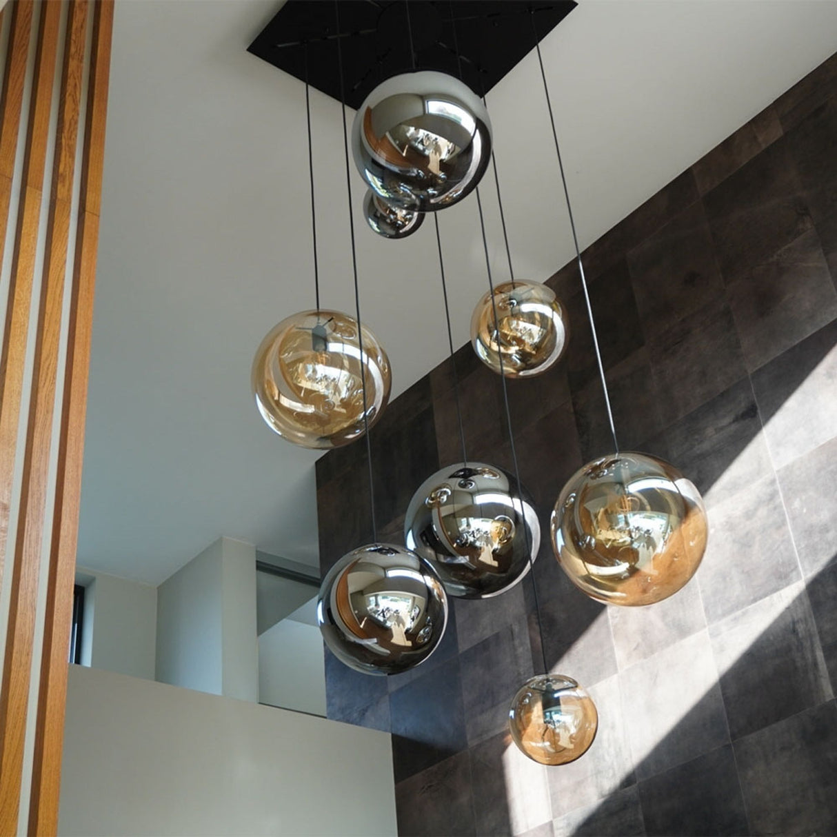 s.luce Orb Glaskugel Galerieleuchte 500cm Aufhängung Schwarz