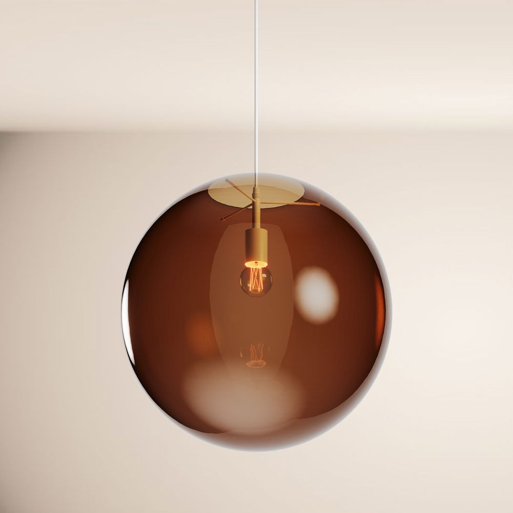 s.luce Orb Glaskugel Galerieleuchte Aufhängung 500cm Weiß in braunem Design mit seidigem Licht.