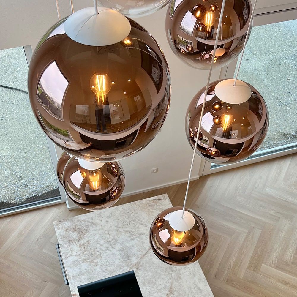 s.luce Orb glass globe gallery light sospensione 500cm bianco