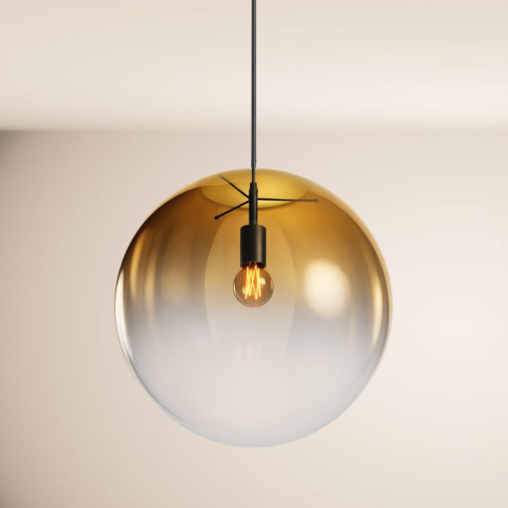 s.luce Orb Glaskugel Hängelampe 150cm Aufhängung Schwarz mit elegantem Design und vielfältiger Funktionalität.