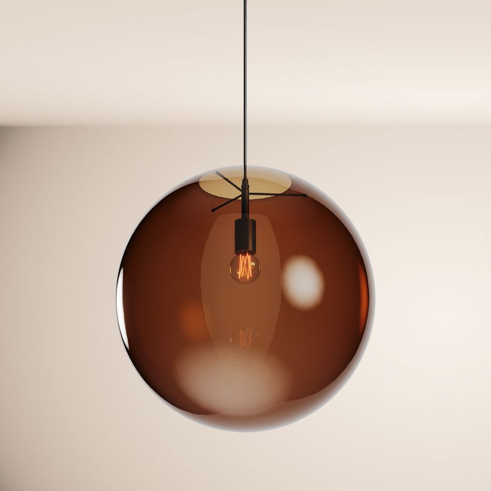 s.luce Orb Glaskugel Hängelampe 150cm Aufhängung Schwarz in eleganter Glasform