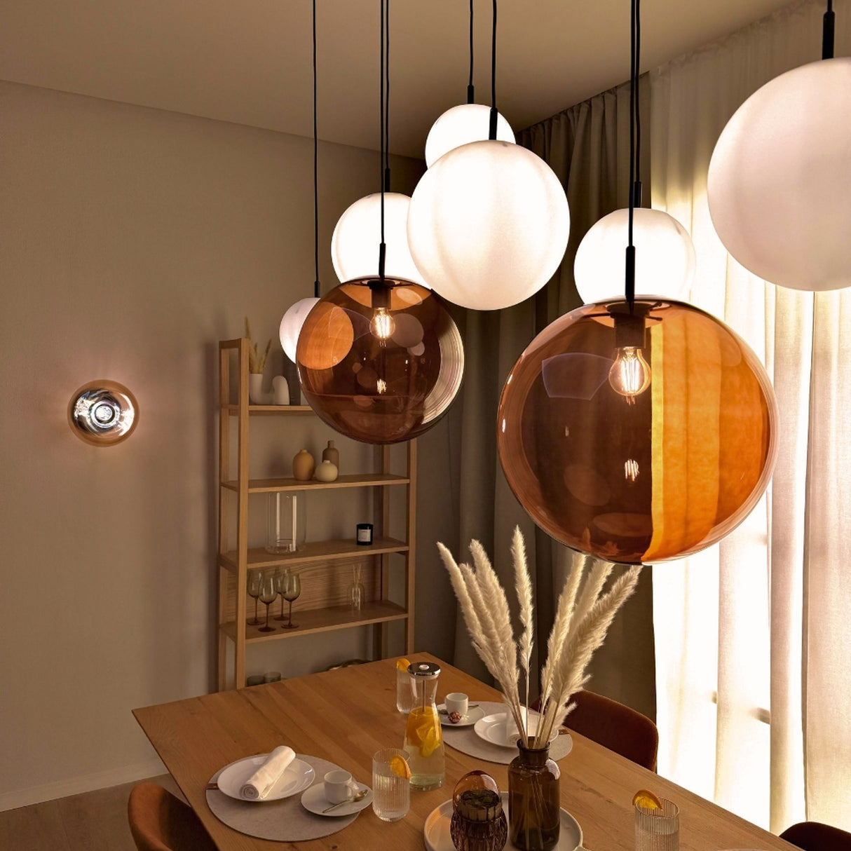 s.luce Orb glass globe hanging lamp 150cm suspension black