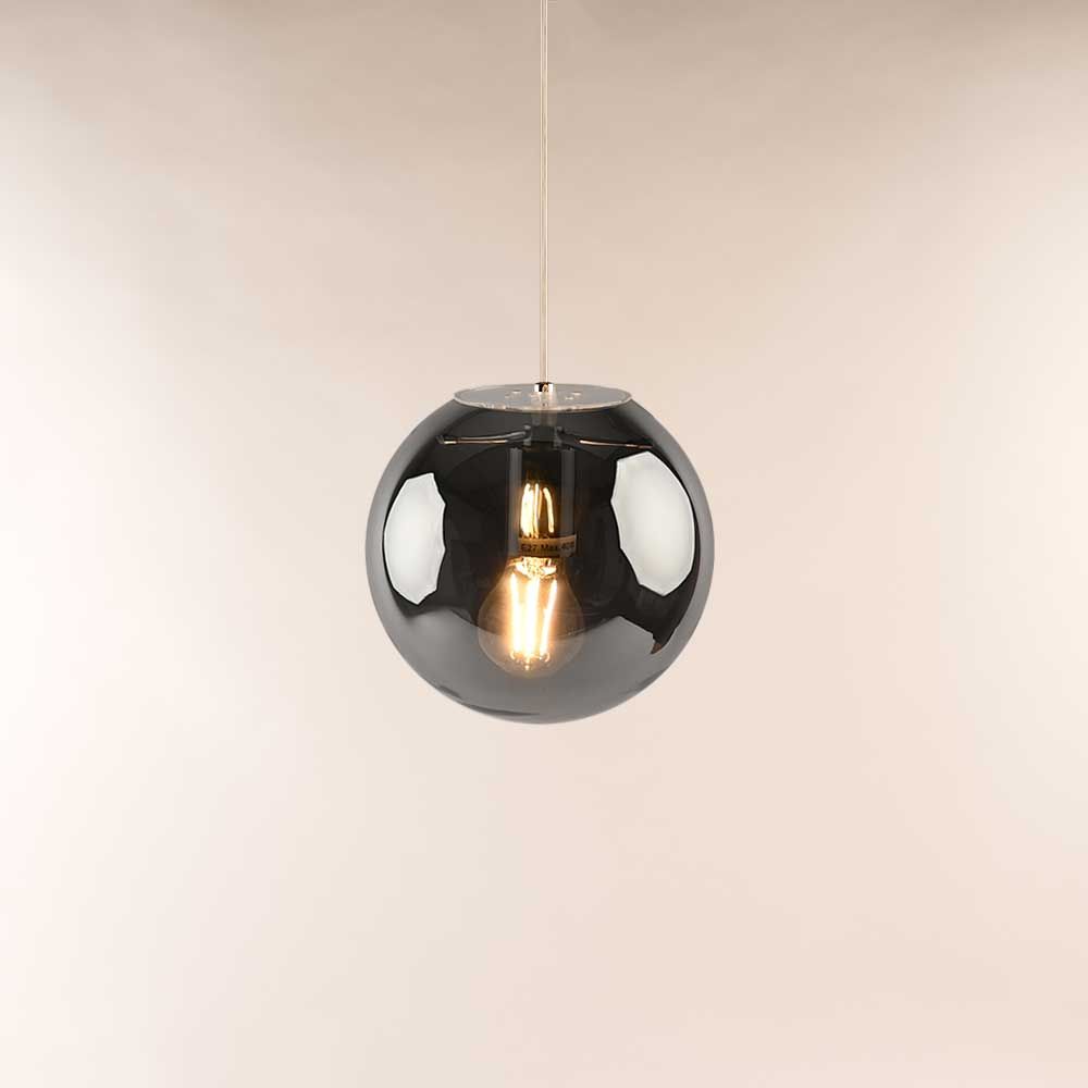s.luce Lampada a sospensione Orb in vetro sfera in un elegante nero, moderna lampada a sospensione per una bella decorazione degli interni.