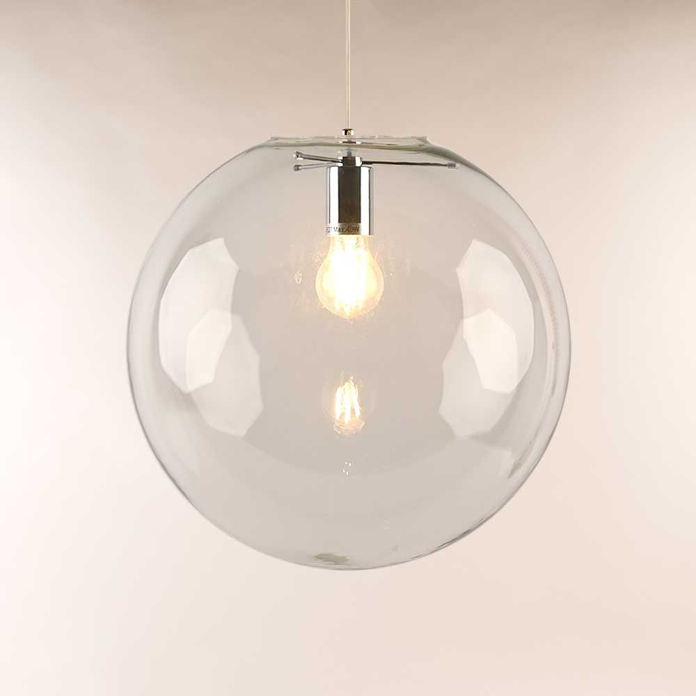 s.luce Lampada a sospensione Orb in vetro sfera con design artistico, vetro trasparente e luce brillante.