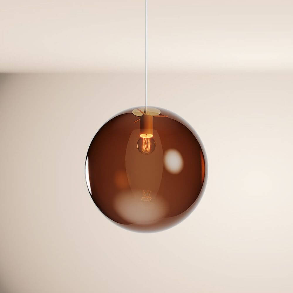 s.luce Orb Glaskugel Pendelleuchte Aufhängung 150cm Weiß - stilvolle Pendelleuchte mit kugelförmigem Design in elegantem Braun.