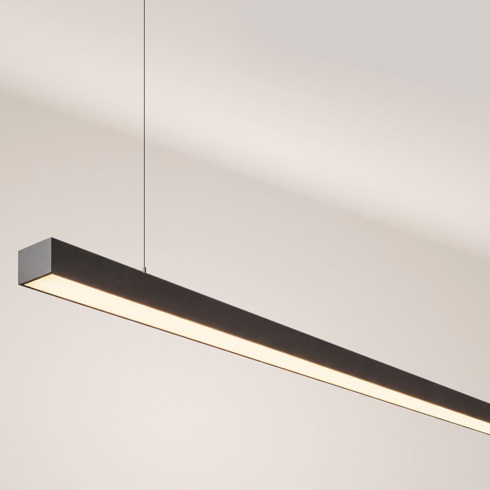 s.luce Lampe linéaire LED Oris, lampe suspendue de bureau XL sur mesure 2700K au design moderne, élégante et fabriquée à la main.