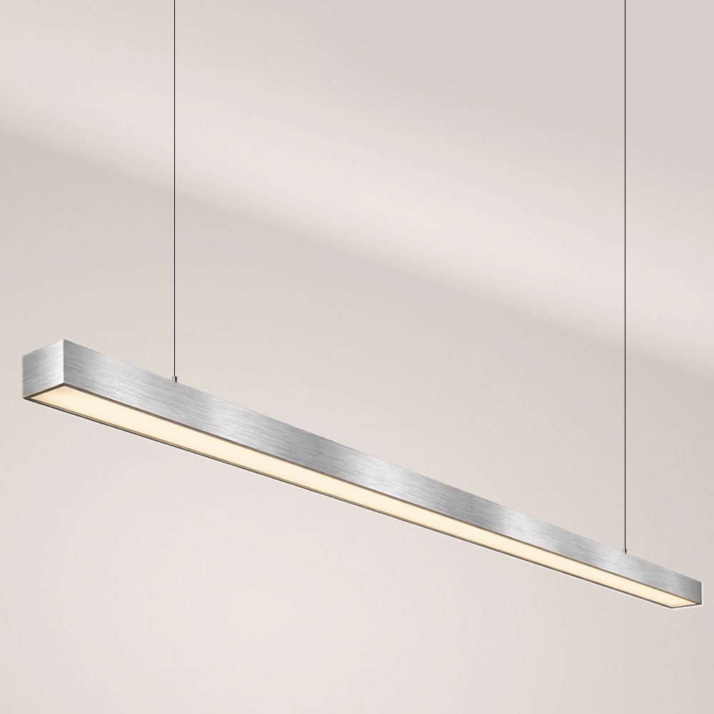 s.luce Lampe linéaire LED Oris, lampe suspendue de bureau XL sur mesure 2700K au design métallique, idéale pour des bureaux modernes.