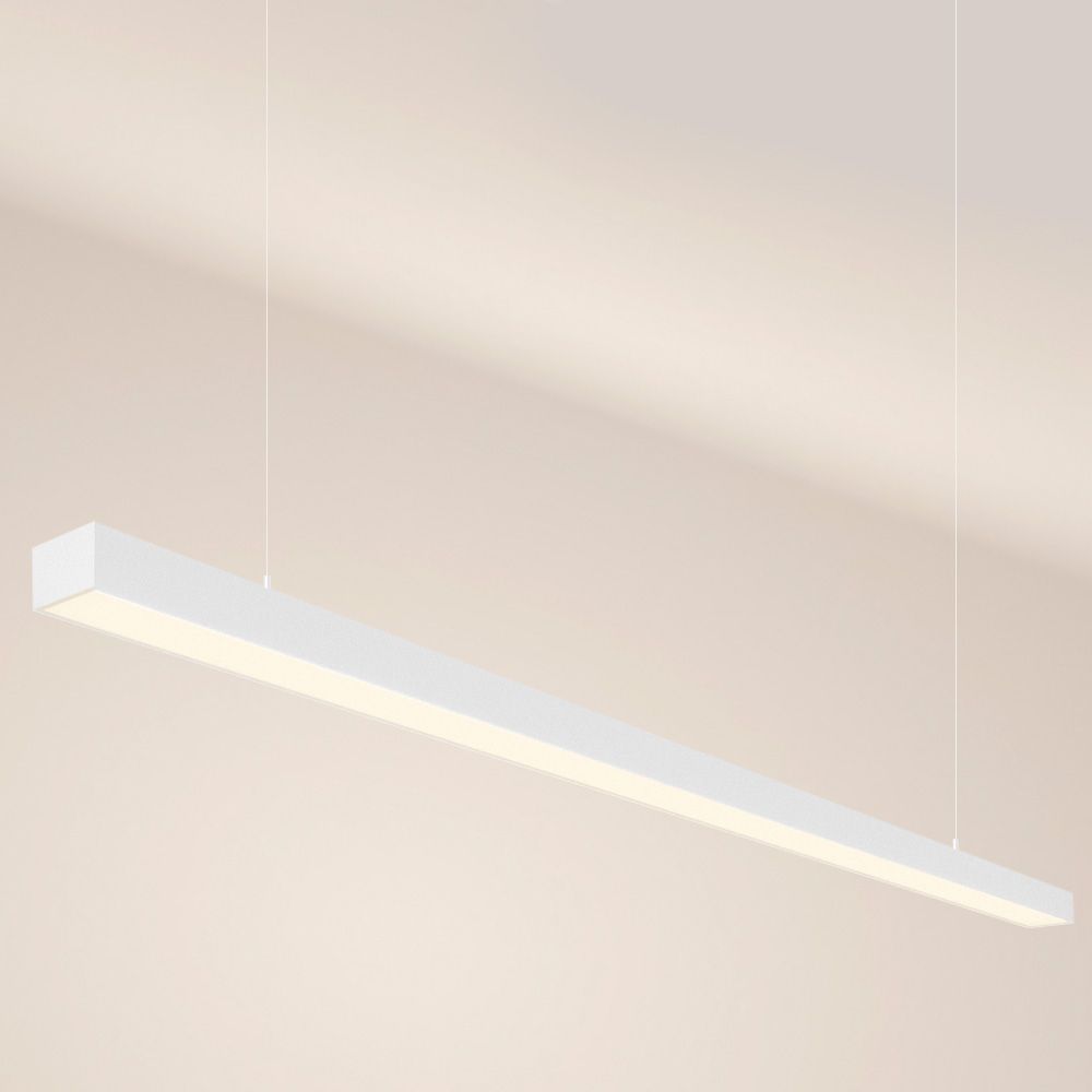 s.luce Oris LED linear lamp office pendant light XL custom-made 2700K in noble white