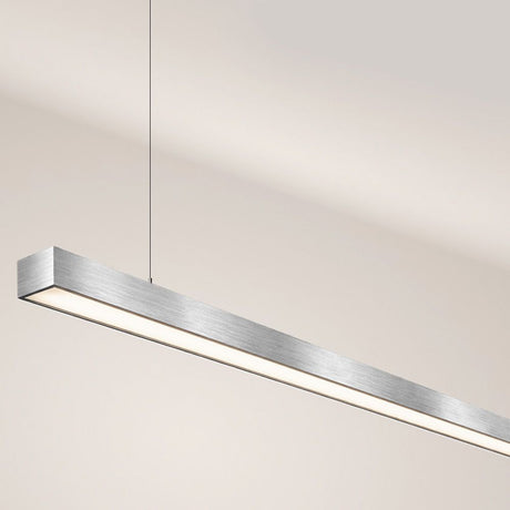 s.luce Oris LED linear light office pendant lamp XL made to measure 4000K in modern design above a workspace.