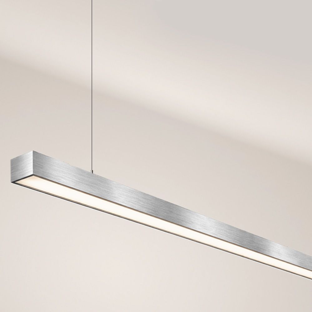 s.luce Oris LED-Linienleuchte Büro-Pendellampe XL nach Maß 4000K, moderne Pendelleuchte in Silber.