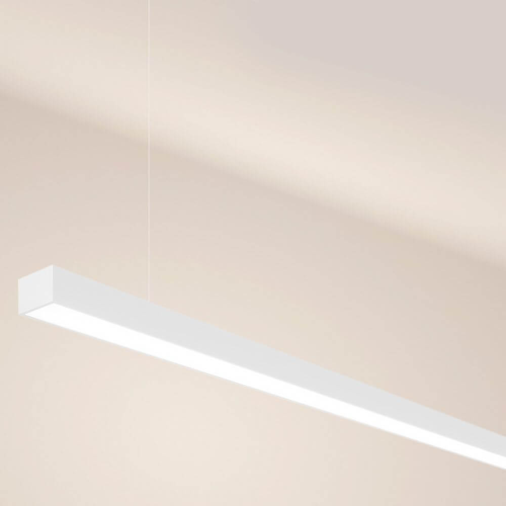 s.luce Oris LED-Linienleuchte Büro-Pendellampe XL nach Maß 4000K, schlichte weiße Pendelleuchte für moderne Büros.