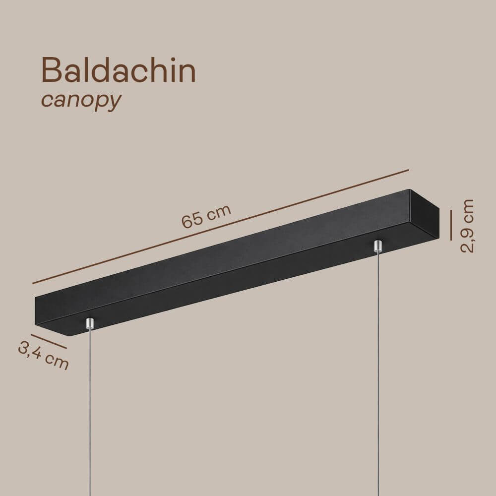 Baldachin canopy für s.luce Oris LED-Linienleuchte Büro-Pendellampe XL nach Maß 4000K, Abmessungen 65 cm, schwarz.
