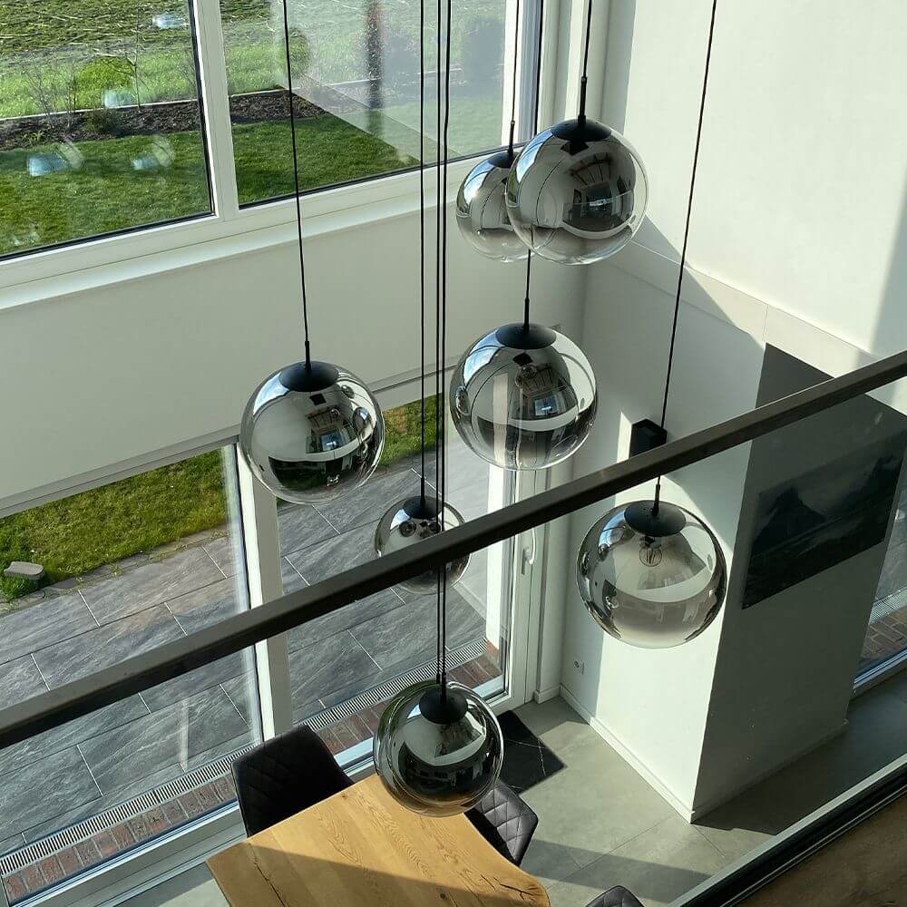 s.luce Progress XL Galerieleuchte 8-flammig mit Modular Baldachin in modernem Raum