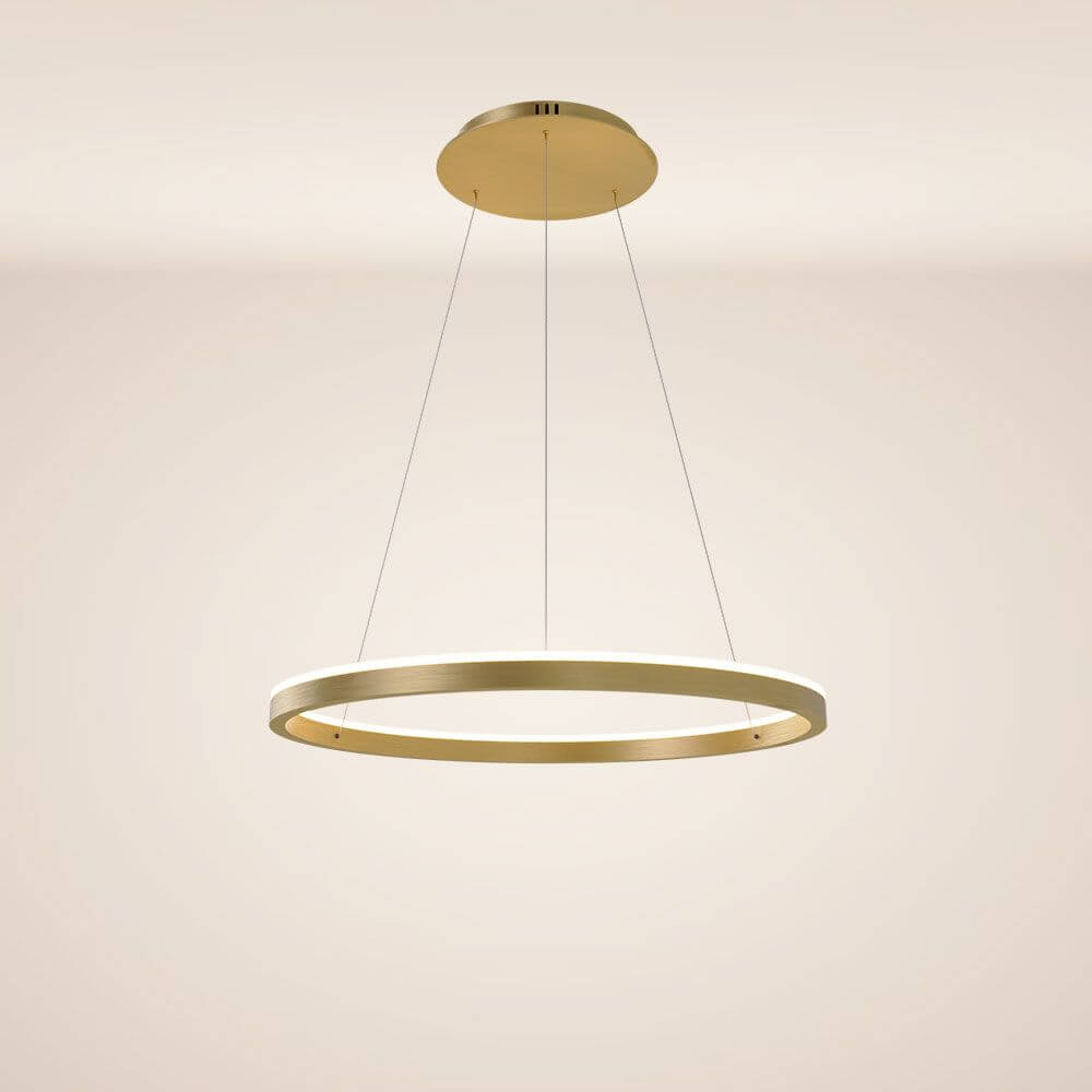 s.luce LED Ring Pendelleuchte rund Direkt oder Indirekt in goldener Ausführung, modernes Design für stilvolle Beleuchtung