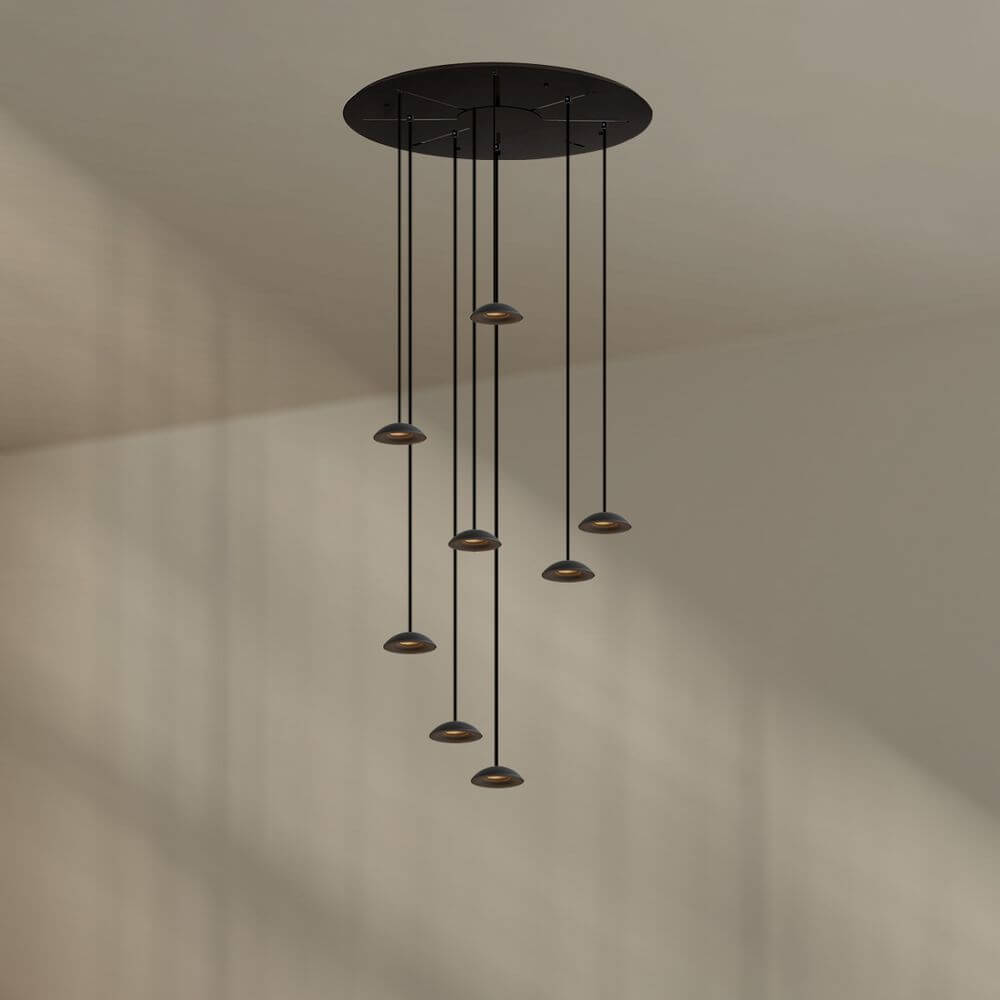 s.luce Santa Air LED Esszimmer-Pendelleuchte 8-flammig Ø 80cm Baldachin in modernem Design.