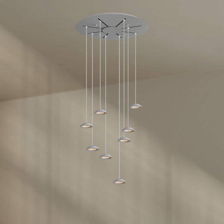 s.luce Santa Air LED Esszimmer-Pendelleuchte 8-flammig Ø 80cm Baldachin in modernem, minimalistischen Design.