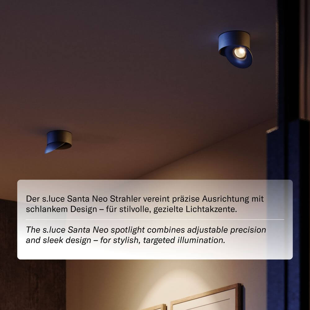 s.luce Santa Neo LED-Deckenstrahler in elegantem Design für gezielte, stilvolle Beleuchtung und flexible Nutzung.
