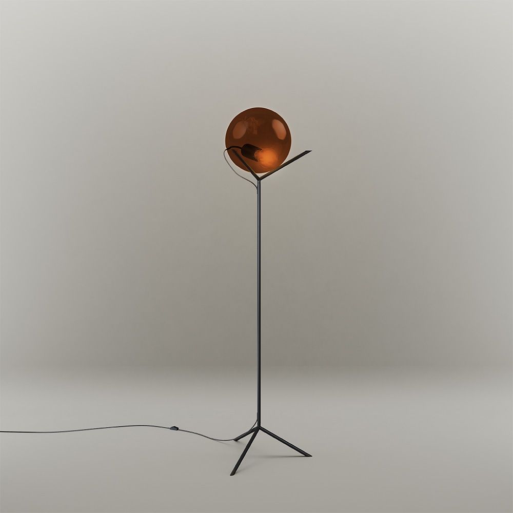 s.luce Stehleuchte Orb Poseidon mit Glaskugel 175cm – filigranes Gestell mit mundgeblasener Glaskugel, modernes Design