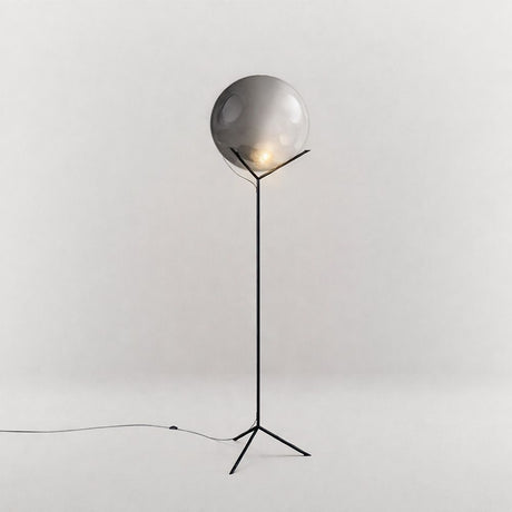 s.luce Stehleuchte Orb Poseidon mit Glaskugel 175cm auf schwarzem Gestell mit stilvollem Design