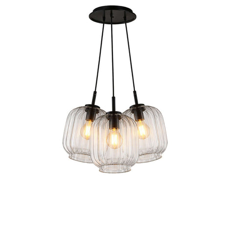 s.luce Velo Cluster Glas-Pendelleuchte 3-flammig 3x20cm mit drei Glasleuchten in stilvollem Design.