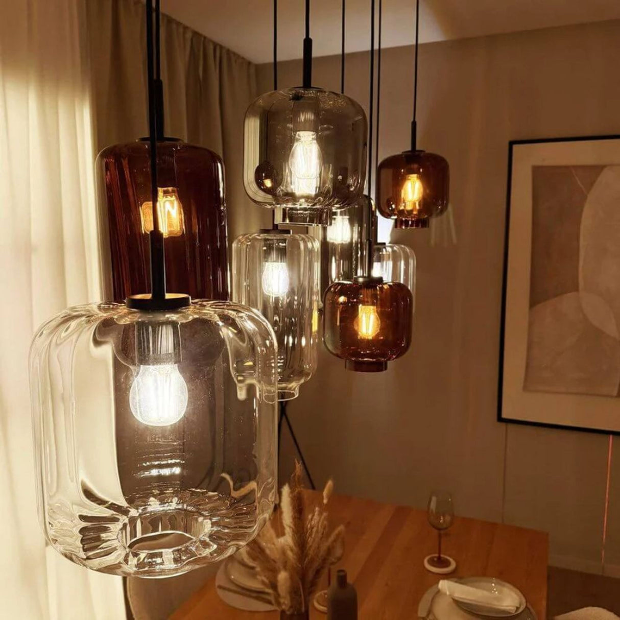 s.luce Velo Candeeiro pendente Cluster em vidro, 7 luzes, 7x20cm