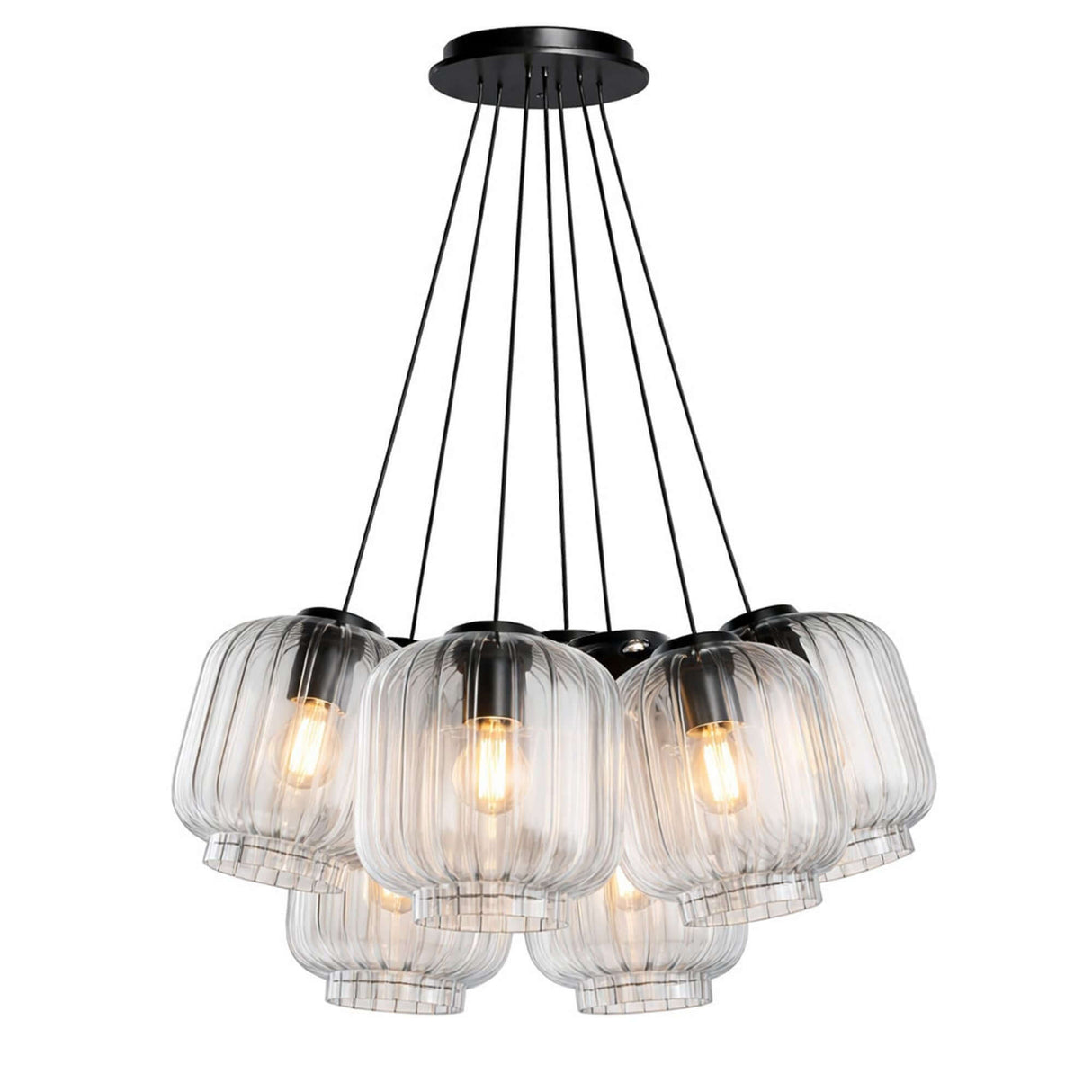 s.luce Velo Cluster Glas-Pendelleuchte 7-flammig 7x20cm - elegante Glasleuchten in stilvoller Anordnung