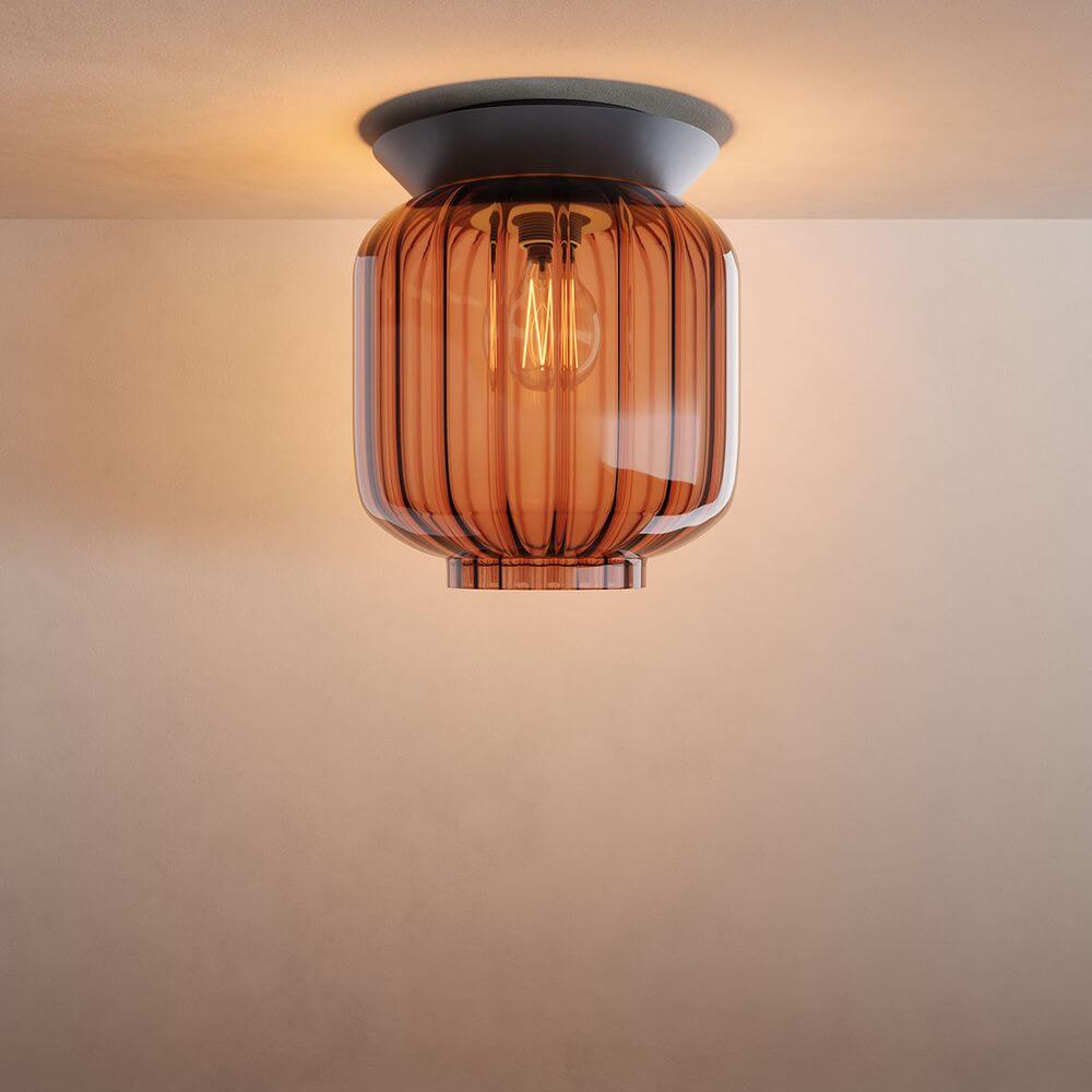 s.luce Velo Glas-Deckenleuchte E27 in rauchbraunem Glas für stilvolles Wohnen.