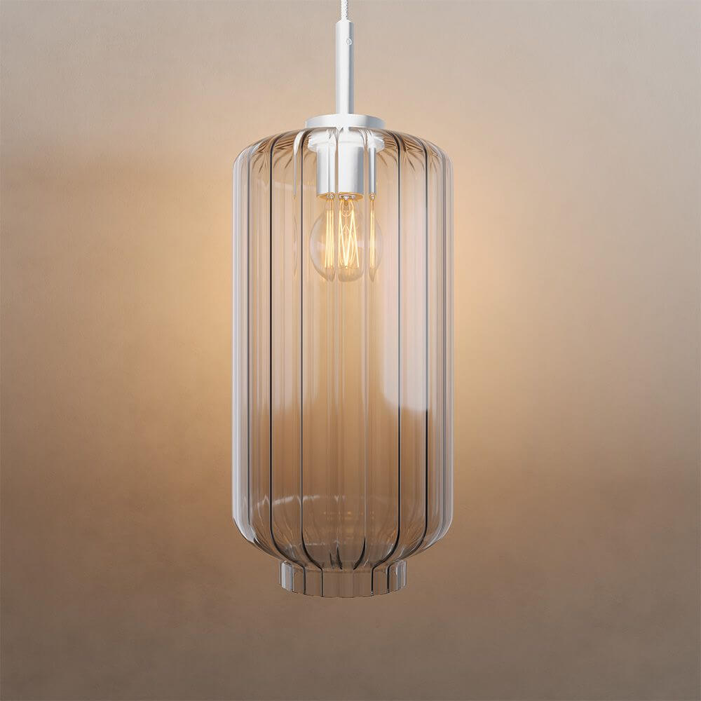 s.luce Velo Galerie Glas-Pendellampe Aufhängung 500cm Weiß, elegante Pendelleuchte mit Glasüberzug, stilvolles Design.