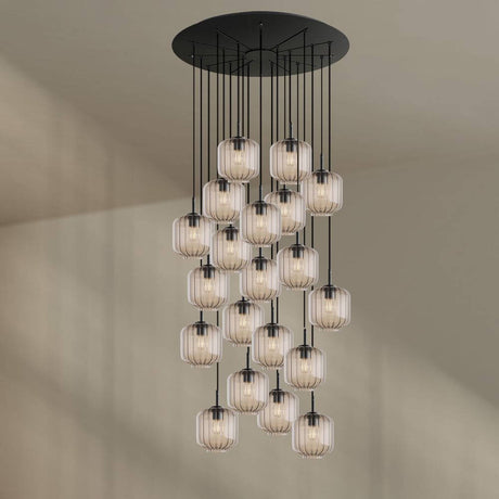 s.luce Velo Galerieleuchte 20-flammig Ø 120cm Baldachin Ø 20cm mit eleganten Pendelleuchten.