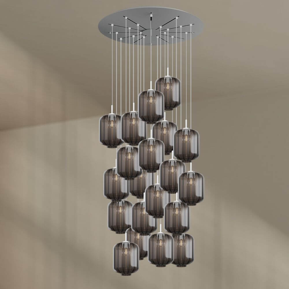 s.luce Velo 20-flammige Galerieleuchte Ø 120cm Ø 25cm mit eleganten Pendelleuchten